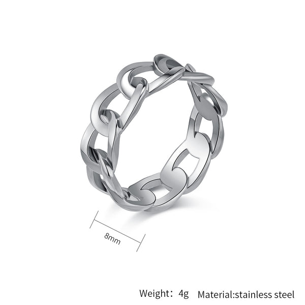 Men's Titanium Stainless Steel Chain Link Ring - Durable and Stylish Modern Design-Men's Ring-SunnyHouse Jewelry