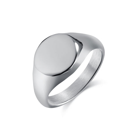 Women’s Titanium Stainless Steel Oval Signet Ring – Polished Finish, Durable and Hypoallergenic, Minimalist Statement Jewelry-Women's Ring-SunnyHouse Jewelry