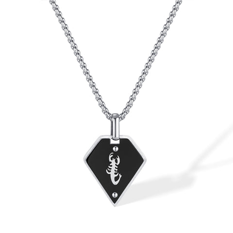 Elegant Men's Scorpion Pendant Necklace - Sleek Black and Silver, Stainless Steel Chain, Perfect for Everyday and Occasional Wear-Men's Pendant Necklace-SunnyHouse Jewelry