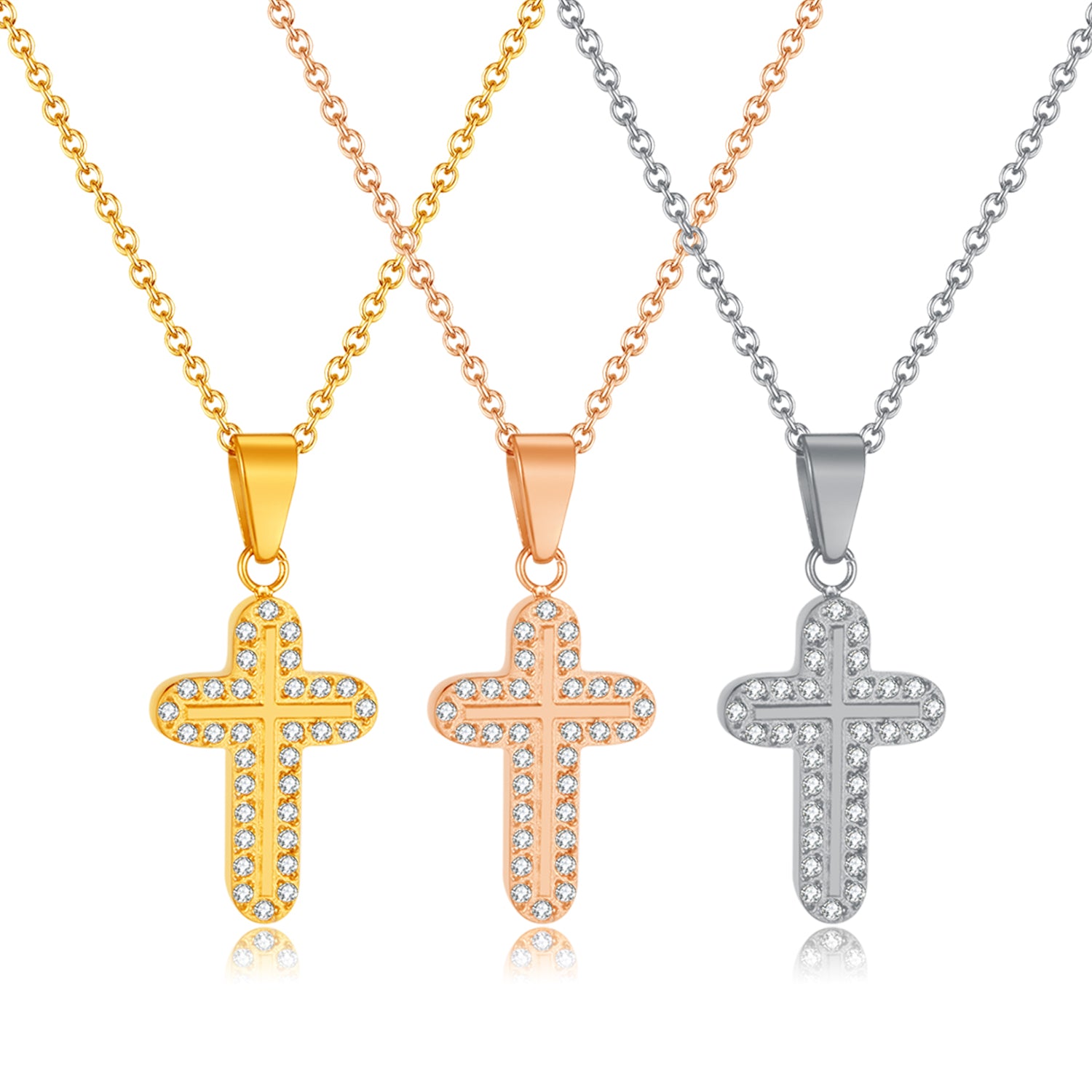 Dazzling Women's Gold Cross Necklace with Encrusted Crystals – Sophisticated Religious Jewelry, Ideal for Gifting-Women's Necklace-SunnyHouse Jewelry