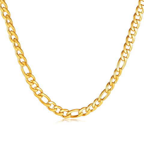 Solid Gold Figaro Chain Necklace for Men - Elegant and Versatile Jewelry Accessory-Men's Necklace-SunnyHouse Jewelry