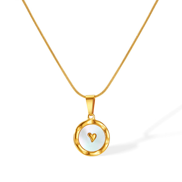 Charming Women's Gold Pendant Necklace with Heart-Shaped Mother of Pearl – Elegant, Minimalist Jewelry-Women's Necklace-SunnyHouse Jewelry