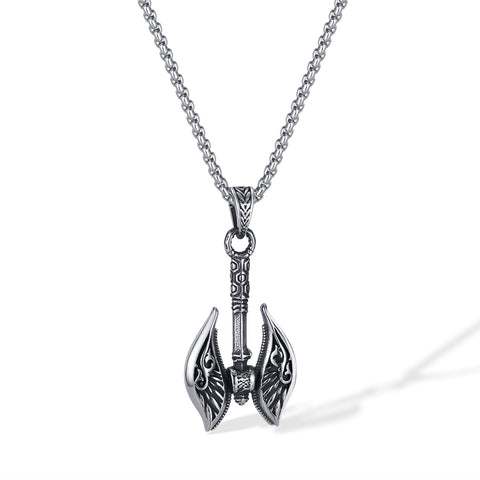 Men's Titanium Stainless Steel Pendant Necklace – Viking Battle Axe Design, Durable Chain, Gothic Style, Perfect for Everyday Wear-Men's Pendant Necklace-SunnyHouse Jewelry