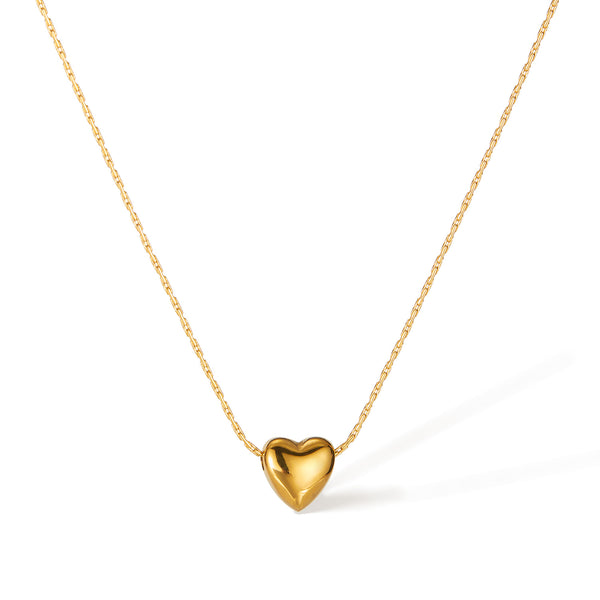 Elegant Heart-Shaped Pendant Necklace in Titanium Stainless Steel, 18K Gold Plated, Hypoallergenic Jewelry for Women-Women's Necklace-SunnyHouse Jewelry