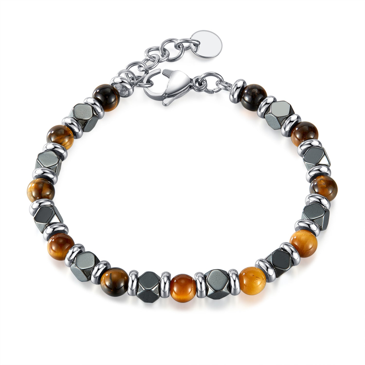 Classic Men's Bracelet with Tiger Eye and Hematite Stones - Elegant Stainless Steel Jewelry-Men's Bracelet-SunnyHouse Jewelry