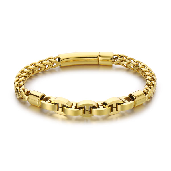 Men's Gold Titanium Stainless Steel Bracelet - Modern Link Chain Jewelry-Men's Bracelet-SunnyHouse Jewelry