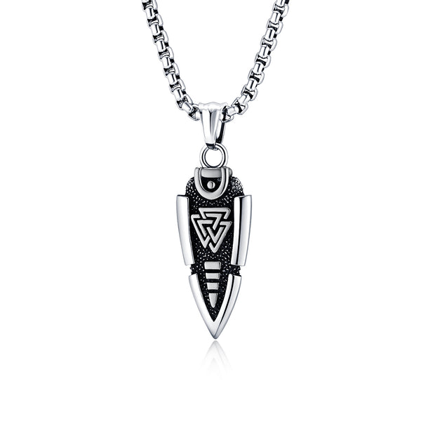 Men's Titanium Stainless Steel Rocket Pendant Necklace with Black Accents - Futuristic Design, Hypoallergenic Chain Included-Men's Pendant Necklace-SunnyHouse Jewelry