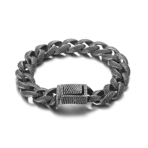 Men's Titanium Stainless Steel Textured Gold Bracelet - Luxurious Cuban Link Style with Secure Clasp-Men's Bracelet-SunnyHouse Jewelry