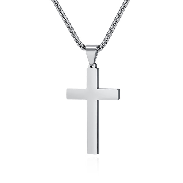 Men's Titanium Stainless Steel Classic Cross Pendant Necklace - Sleek and Modern Accessory for Everyday Wear-Men's Pendant Necklace-SunnyHouse Jewelry