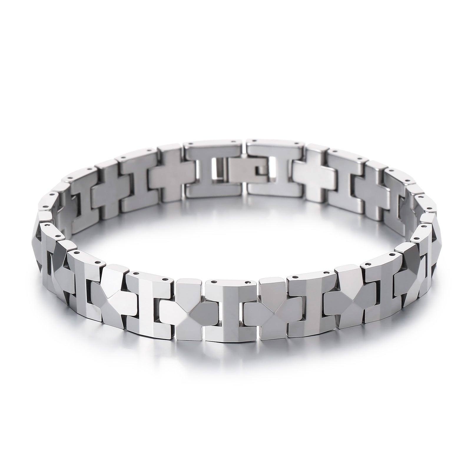 Men’s Titanium Stainless Steel Bracelet – Modern Cross-Link Design, Hypoallergenic and Durable for Everyday Wear-Men's Bracelet-SunnyHouse Jewelry