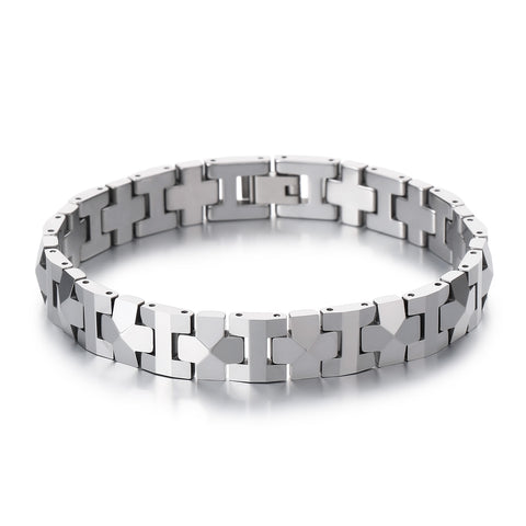 Men’s Titanium Stainless Steel Bracelet – Modern Cross-Link Design, Hypoallergenic and Durable for Everyday Wear-Men's Bracelet-SunnyHouse Jewelry