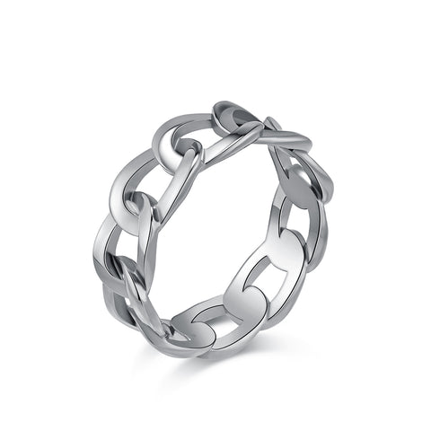 Men's Titanium Stainless Steel Chain Link Ring - Durable and Stylish Modern Design-Men's Ring-SunnyHouse Jewelry