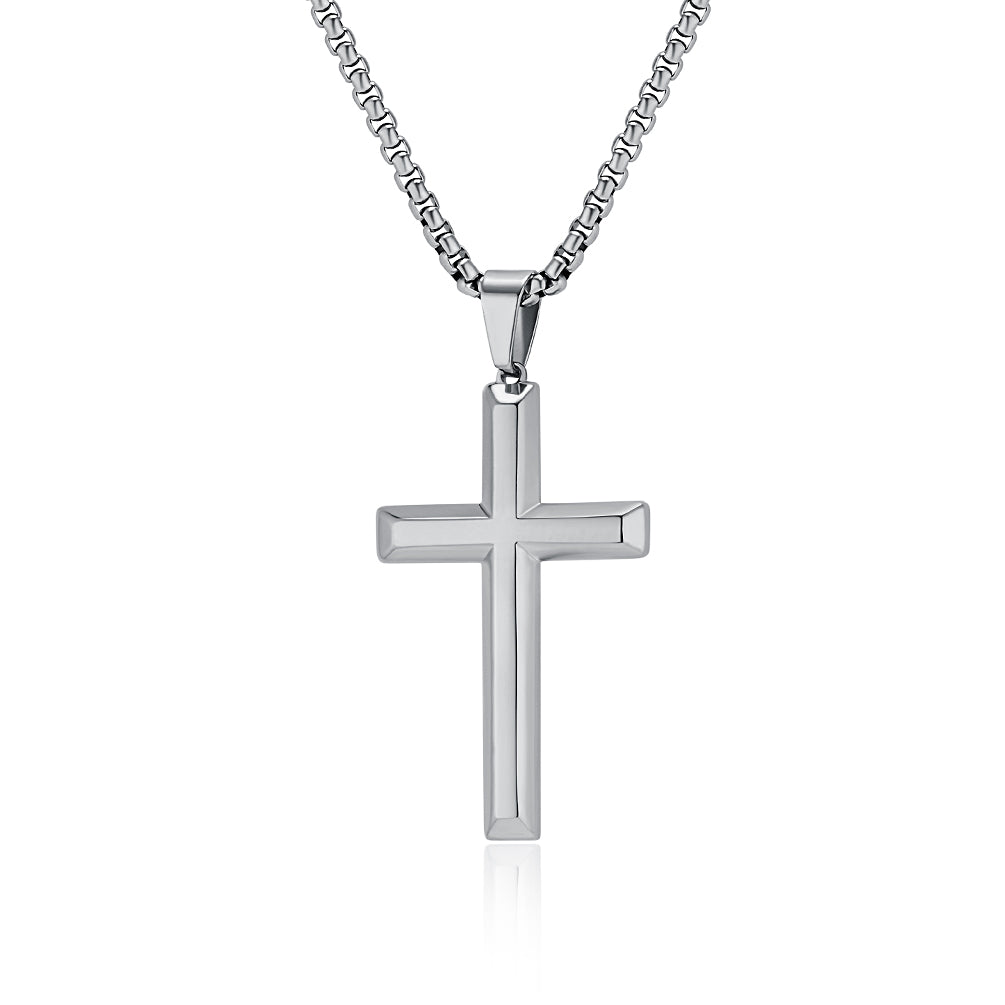 Men's Titanium Stainless Steel Cross Pendant Necklace - Durable, Hypoallergenic, Sleek Design, Faith-Inspired Jewelry-Men's Pendant Necklace-SunnyHouse Jewelry