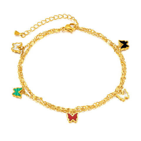 Colorful Butterfly Charm Anklet in Gold - A Vibrant Accessory for Everyday Elegance-Women's Anklet-SunnyHouse Jewelry