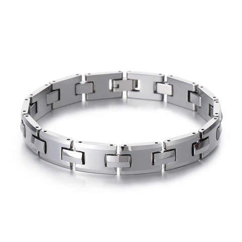 Men's Titanium Stainless Steel Bracelet – Sleek Rectangular Link Design, Hypoallergenic, and Durable for Daily Wear-Men's Bracelet-SunnyHouse Jewelry