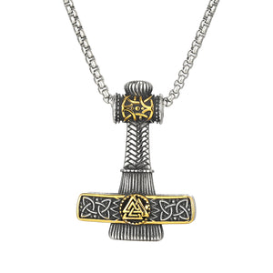 Men’s Titanium Stainless Steel Viking Mjolnir Pendant Necklace – Norse Thor's Hammer Design – Durable Nordic Jewelry for Men-Men's Pendant Necklace-SunnyHouse Jewelry