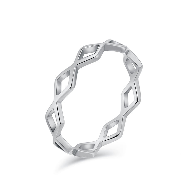 Women’s Titanium Stainless Steel Geometric Open-Link Ring – Elegant, Durable, Hypoallergenic Fashion Jewelry-Women's Ring-SunnyHouse Jewelry