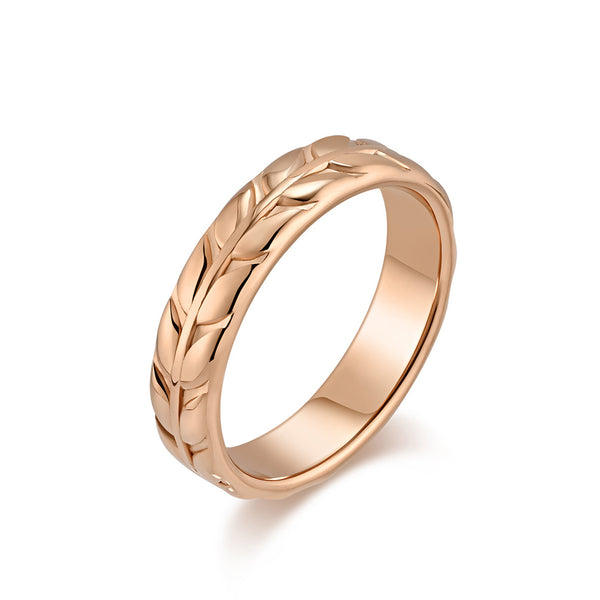 Elegant Rose Gold Titanium Stainless Steel Women's Ring – Leaf Pattern Design – Ideal for All Occasions-Women's Ring-SunnyHouse Jewelry