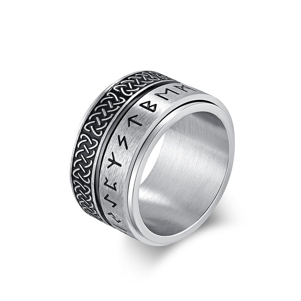 Men’s Titanium Stainless Steel Spinner Ring with Celtic Knot and Engraved Nordic Rune Design – Durable Viking Jewelry for Men – Perfect Fidget Accessory and Gift-Men's Ring-SunnyHouse Jewelry