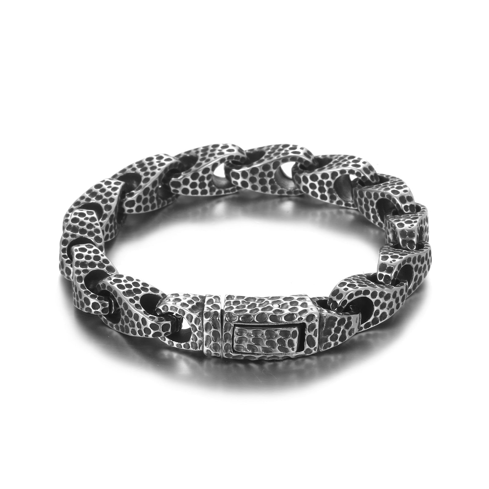 Men’s Titanium Stainless Steel Bracelet - Heavy-Duty Cuban Link Chain with Textured Design, Durable and Hypoallergenic for Daily Wear-Men's Bracelet-SunnyHouse Jewelry