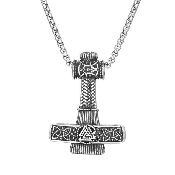 Men’s Titanium Stainless Steel Viking Mjolnir Pendant Necklace – Norse Thor's Hammer Design – Durable Nordic Jewelry for Men-Men's Pendant Necklace-SunnyHouse Jewelry