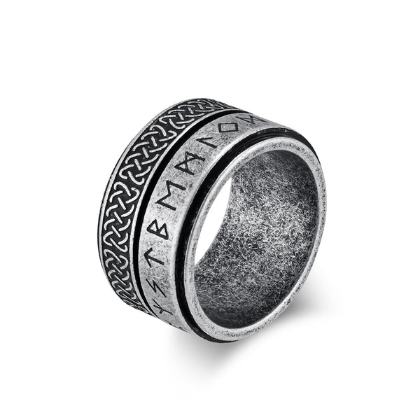 Men’s Titanium Stainless Steel Spinner Ring with Celtic Knot and Engraved Nordic Rune Design – Durable Viking Jewelry for Men – Perfect Fidget Accessory and Gift-Men's Ring-SunnyHouse Jewelry