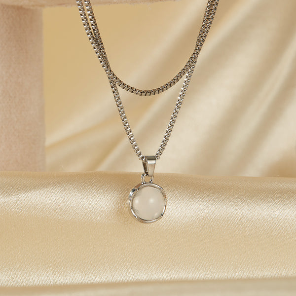 Sophisticated Women's Pearl Pendant Necklace - Classic Silver Chain Jewelry-Women's Necklace-SunnyHouse Jewelry