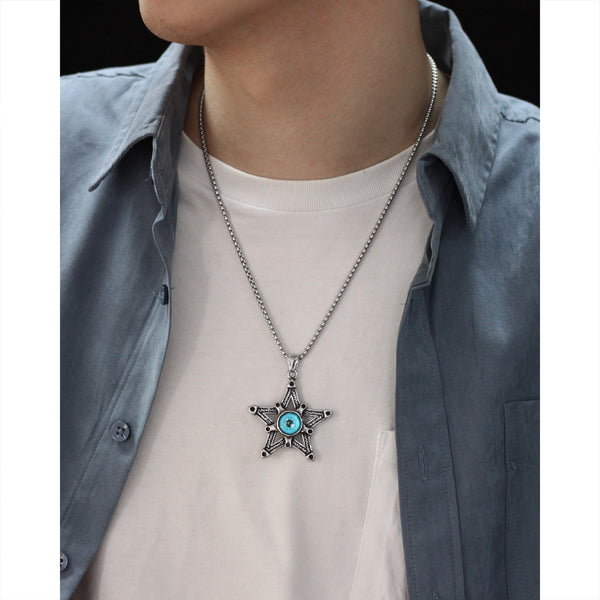 Men's Fashion Devil Eye Star Pendant Necklace-Mens Pendant Necklace-SunnyHouse Jewelry