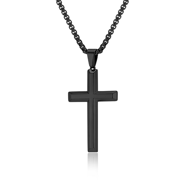 Men's Titanium Stainless Steel Cross Pendant Necklace - Durable, Hypoallergenic, Sleek Design, Faith-Inspired Jewelry-Men's Pendant Necklace-SunnyHouse Jewelry