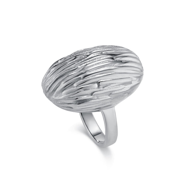 Contemporary Silver Titanium Stainless Steel Sculptural Ring for Women – Bold and Artistic Design-Women's Ring-SunnyHouse Jewelry