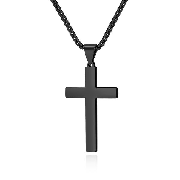 Men's Titanium Stainless Steel Classic Cross Pendant Necklace - Sleek and Modern Accessory for Everyday Wear-Men's Pendant Necklace-SunnyHouse Jewelry