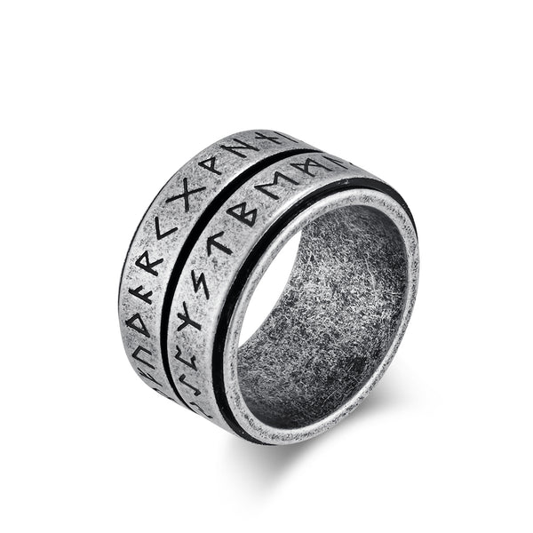 Men’s Titanium Stainless Steel Spinner Ring with Engraved Nordic Rune Design – Durable and Stylish Fidget Band for Men – Perfect Gift for Viking Enthusiasts-Men's Ring-SunnyHouse Jewelry