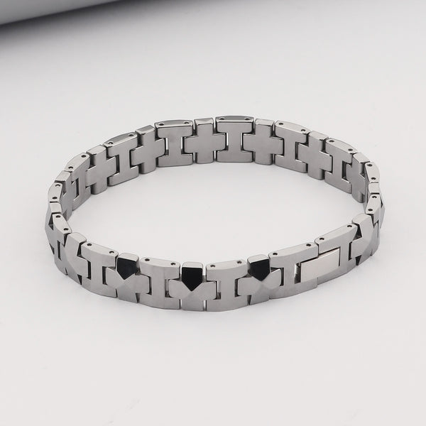 Men’s Titanium Stainless Steel Bracelet – Modern Cross-Link Design, Hypoallergenic and Durable for Everyday Wear-Men's Bracelet-SunnyHouse Jewelry