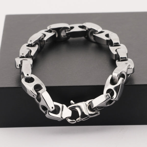 Men's Titanium Stainless Steel Bracelet – Unique Chain Link Design, Hypoallergenic and Durable for Everyday Wear-Men's Bracelet-SunnyHouse Jewelry