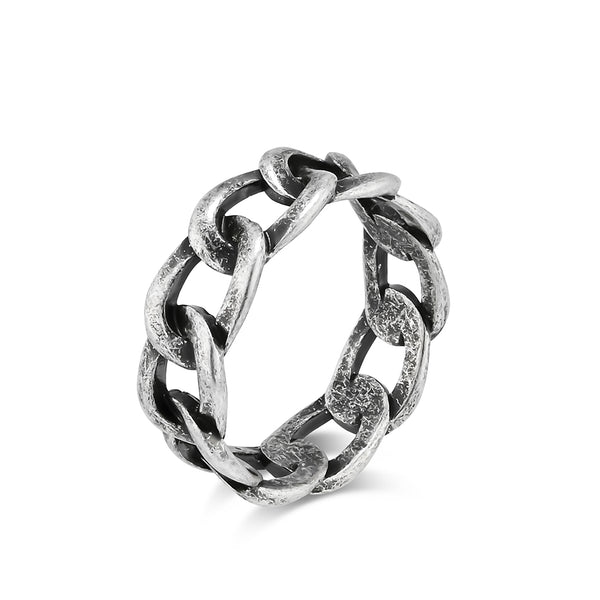 Men's Titanium Stainless Steel Chain Link Ring - Durable and Stylish Modern Design-Men's Ring-SunnyHouse Jewelry