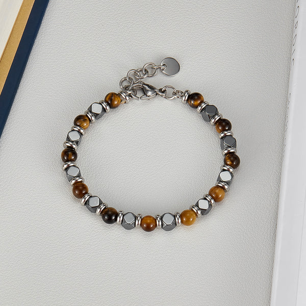 Classic Men's Bracelet with Tiger Eye and Hematite Stones - Elegant Stainless Steel Jewelry-Men's Bracelet-SunnyHouse Jewelry