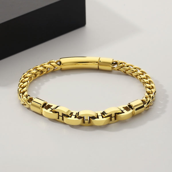 Men's Gold Titanium Stainless Steel Bracelet - Modern Link Chain Jewelry-Men's Bracelet-SunnyHouse Jewelry