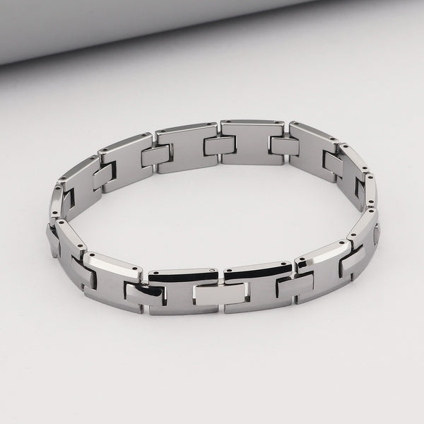 Men's Titanium Stainless Steel Bracelet – Sleek Rectangular Link Design, Hypoallergenic, and Durable for Daily Wear-Men's Bracelet-SunnyHouse Jewelry