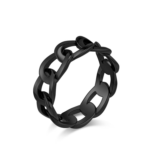 Men's Titanium Stainless Steel Chain Link Ring - Durable and Stylish Modern Design-Men's Ring-SunnyHouse Jewelry