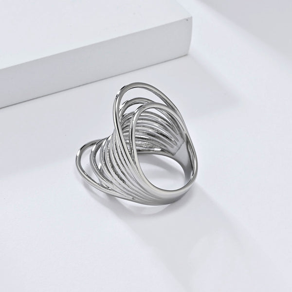 Women’s Titanium Stainless Steel Ring – Unique Multi-Band Wire Design, Durable and Hypoallergenic, Modern Minimalist Jewelry for Women-Women's Ring-SunnyHouse Jewelry