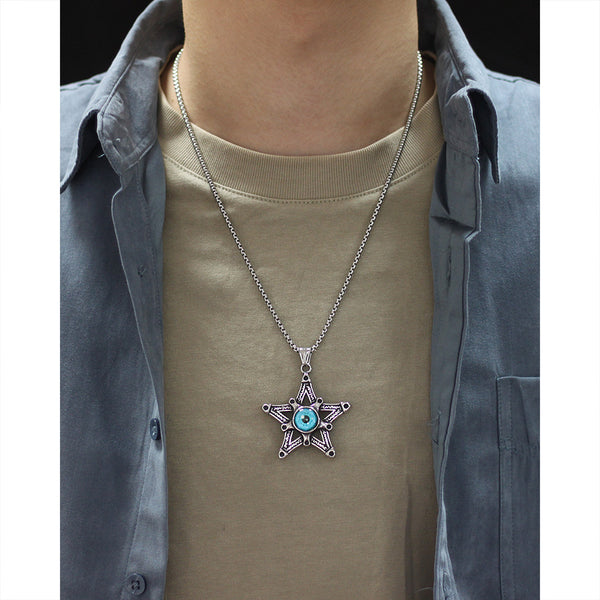 Men's Fashion Devil Eye Star Pendant Necklace-Mens Pendant Necklace-SunnyHouse Jewelry