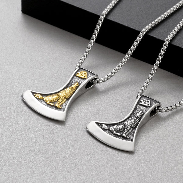 Men’s Titanium Stainless Steel Viking Axe Pendant Necklace – Nordic Mythology Eagle Design – Durable Norse Jewelry for Men-Men's Pendant Necklace-SunnyHouse Jewelry