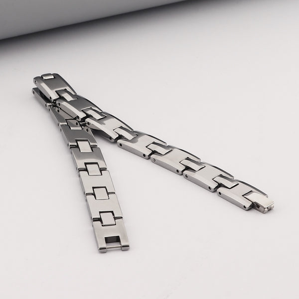 Men's Titanium Stainless Steel Bracelet – Sleek Rectangular Link Design, Hypoallergenic, and Durable for Daily Wear-Men's Bracelet-SunnyHouse Jewelry