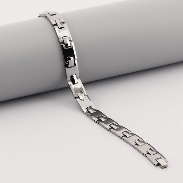 Men's Titanium Stainless Steel Bracelet – Sleek Rectangular Link Design, Hypoallergenic, and Durable for Daily Wear-Men's Bracelet-SunnyHouse Jewelry