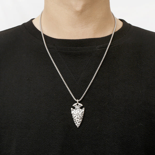 Men's Nordic Arrowhead Pendant Necklace - Titanium Stainless Steel Norse Rune Jewelry-Men's Pendant Necklace-SunnyHouse Jewelry