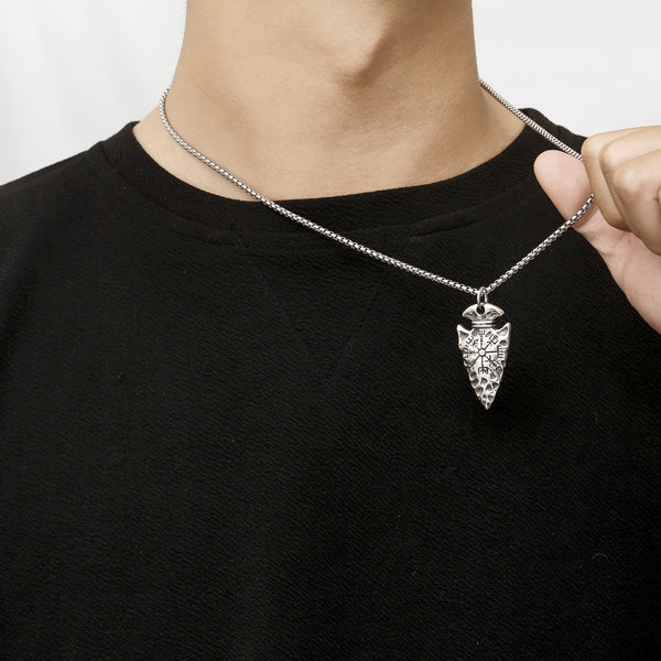 Men's Nordic Arrowhead Pendant Necklace - Titanium Stainless Steel Norse Rune Jewelry-Men's Pendant Necklace-SunnyHouse Jewelry