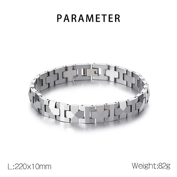 Men’s Titanium Stainless Steel Bracelet – Modern Cross-Link Design, Hypoallergenic and Durable for Everyday Wear-Men's Bracelet-SunnyHouse Jewelry