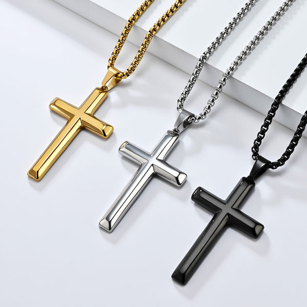 Men's Titanium Stainless Steel Cross Pendant Necklace - Durable, Hypoallergenic, Sleek Design, Faith-Inspired Jewelry-Men's Pendant Necklace-SunnyHouse Jewelry