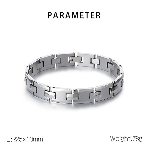 Men's Titanium Stainless Steel Bracelet – Sleek Rectangular Link Design, Hypoallergenic, and Durable for Daily Wear-Men's Bracelet-SunnyHouse Jewelry