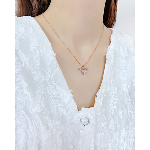 Women's Fashion Double Swan Heart Pendant Necklace-Womens Pendant Necklace-SunnyHouse Jewelry